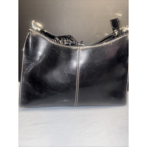 Vintage Liz Claiborne Navy Blue Shoulder Bag Purse. Flex Leather. - Picture 3 of 6